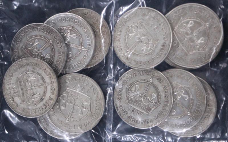 1937 KGVI 5/- Crowns (28.27g 0.925) x12, total asw 0.300kg condition ...
