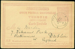 Israele - cartolina postale turca con testo in inglese da Jaffa a ...