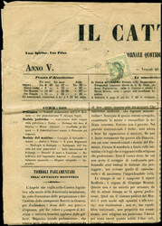 giornale completo "Il Cattolico" (Genova, 29.4.1853) per Milano dove ...