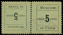 Municipio di Udine - 1918 - c.5 nero coppia con tête-bêche ...