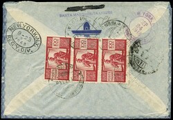 busta raccomandata "per via aerea" da S.Margherita Ligure a New York ...