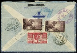 busta raccomandata "per via aerea" da S.Margherita Ligure a New York ...