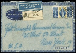 busta raccomandata "per via aerea" da S.Margherita Ligure a New York ...