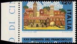 1980 - XXII Giornata del Francobollo L.120 BDF a sinistra, con dent. ...