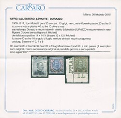 Levante - Durazzo - 1909-1911 - "30 Para 30" su c.15 + "20 Piastre ...