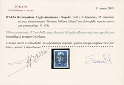 Occupazione Anglo-Americana - Napoli - Imperiale c.35 azzurro, ...