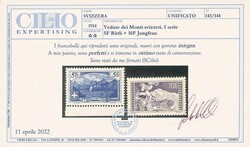Svizzera - 1914 - Vedute Monti svizzeri fr.5 BDF + fr.10 Unificato n ...