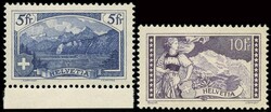 Svizzera - 1914 - Vedute Monti svizzeri fr.5 BDF + fr.10 Unificato n ...