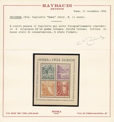 Svizzera - 1934 - foglietto "NABA" Esposizione Filatelica Nazionale ...