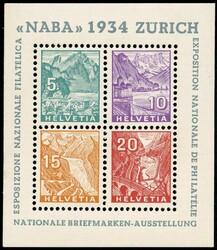 Svizzera - 1934 - foglietto "NABA" Esposizione Filatelica Nazionale ...