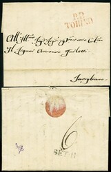 Sardegna - lettera con testo dell'11.9.1822 da Torino a Savigliano ...