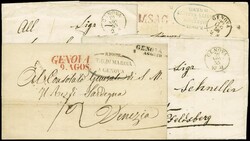 Sardegna - 4 corrispondenze da Genova: 1 lettera per Venezia del 31.7 ...
