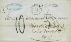 Sardegna - lettera con testo da Rochefort s/mer a "Bordighera par ...