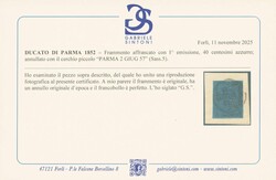 I em. c.40 azzurro n.9, su minimo frammento - Sassone n.5 - ottima ...