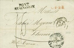 Francia - lettera con testo da Lione a Firenze del 5.6.1838 - tassa ...
