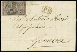 lettera con testo da Parma a Genova del 16.6.1858 con I em. c.15 rosa ...