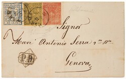 PARMA 1852 (1 giu.)Lettera da Parma per Genova affrancata per 60c. ...