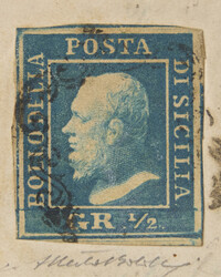 SICILEErreur de couleur, timbre imprimé en Bleu au lieu d'orange ...