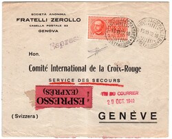 Espresso da Genova 15.10.42 a Ginevra affrancata per il solo diritto ...