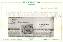Ricognizione postale 10 c. (1) su gran parte di biglietto di ...