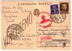 Bulgaria - cartolina 30 c. Vinceremo da Monfalcone 15.3.44 a Razgrad ...