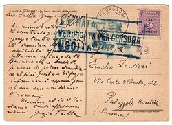 Cartolina da Pedagaggi 6.10.44 a Palazzolo A. con AMGOT Sicilia 50 c. ...