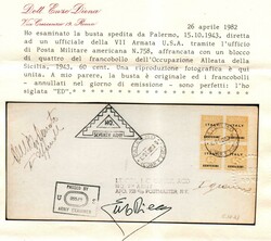 AMGOT 60 c. (5) quartina su busta da Palermo 15.10.43 diretta ad un ...