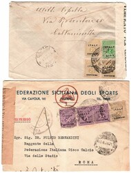 AMGOT Sicilia - 2 espressi con affrancature diverse: uno da ...