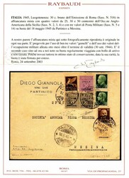 Da Partinico 18.6.45 a Messina con AMGOT Sicilia 25 c. + 30 c., 2 ...