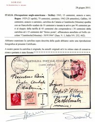 Cartolina da Catania 26.9.44 a fermo posta a Castelmola con Galilei ...