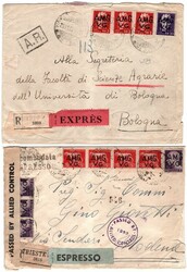 AMG-VG - 4 espressi con affrancature diverse tra cui due raccomandate ...