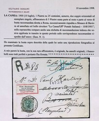 Racc. da La Canea (Uff. Postale Italiano) 10.8.1901 a Roma affrancata ...