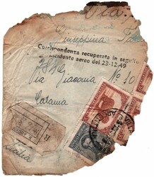 Corrispondenza recuperata in seguito ad incidente aereo del 23.12.49 ...