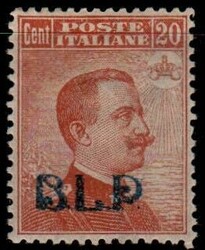 B.L.P. 20 c. I tipo ottimamente centrato (2). Bello e molto raro. ...
