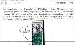 Piperno 50 c. ottima centratura (13). Bello e raro. Cert. ED, cert. ...