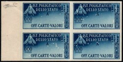 Ape e torchio - Saggio del Poligrafico in blu (Unificato 10) senza ...
