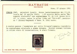 C.L.N. Arona soprastampa carminio 1,25 l. varietà senza la prima ...