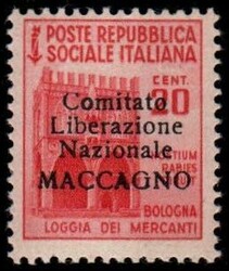 C.L.N. Maccagno - 20 c. non emesso (11) con soprastampa corsiva in ...