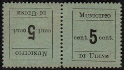 Municipio di Udine 5 c. coppia orizzontale tete-beche (1d). AD. ...