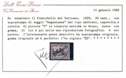 Segnatasse 20 c. saggio con soprastampa capovolta (P8). Unico noto. ...