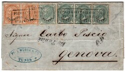 Vittorio Emanuele II Estero 5 c. verde grigio + 5 c. grigio verde ...