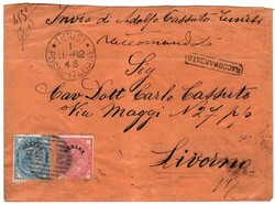 Raccomandata da TUNISI * POSTE ITALIANE * 1.11.82 - C1 a Livorno con ...
