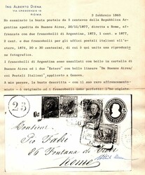 Da Buenos Aires 20 NOV 77 a Roma con busta postale da 5 centavos con ...