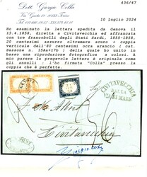 Da Genova 23 APR 58 a Civitavecchia con 20 c. + coppia 80 c. (15Aa + ...