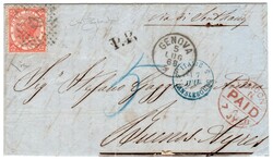 Argentina - frontespizio di lettera da Genova 5 LUG 68 a B. Aires con ...