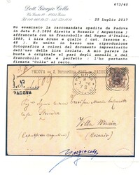 Argentina - racc. da Padova 8.3.96 a Villa Maria, Rosario (Argentina) ...