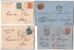 Grecia - 4 lettere con varie affrancature Vittorio Emanuele II e ...