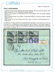 Racc. da Cerignola 2.8.45 a San Benedetto del Tronto con PM 50 c., 2 ...