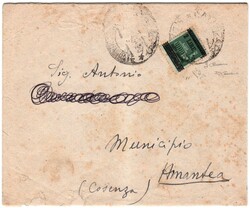 Falso di Amantea 2 l./25 c. (F525) su busta da Catanzaro dicembre ...