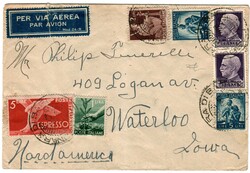 Aerogramma da Carbonara di Bari 5.4.46 negli USA con Imperiale 50 l., ...